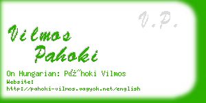 vilmos pahoki business card